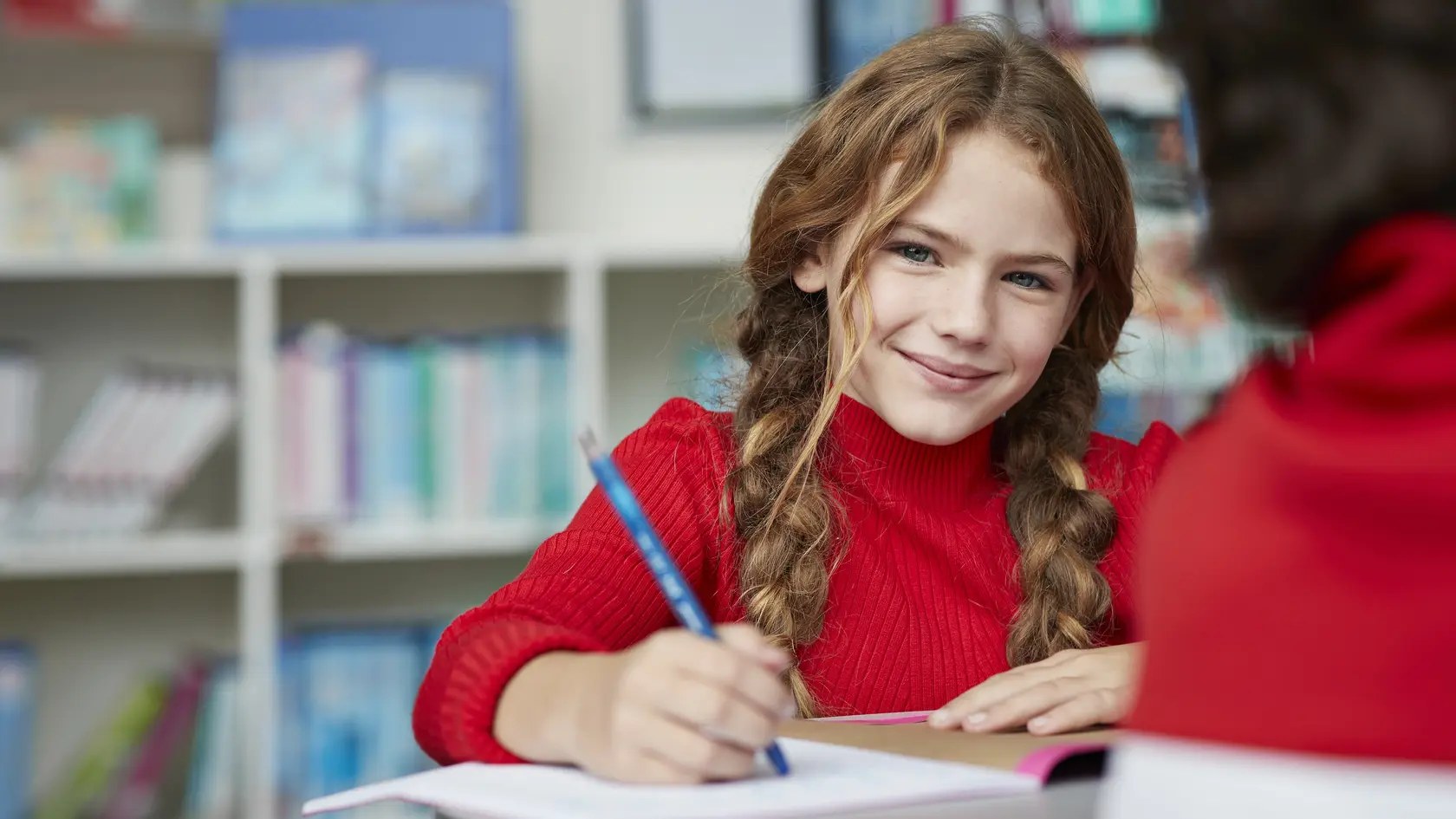 Children at modern school facility